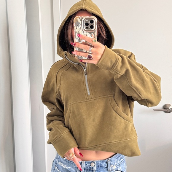 Amazon Tops - Amazon Olive Women's Half-Zip Hoodie